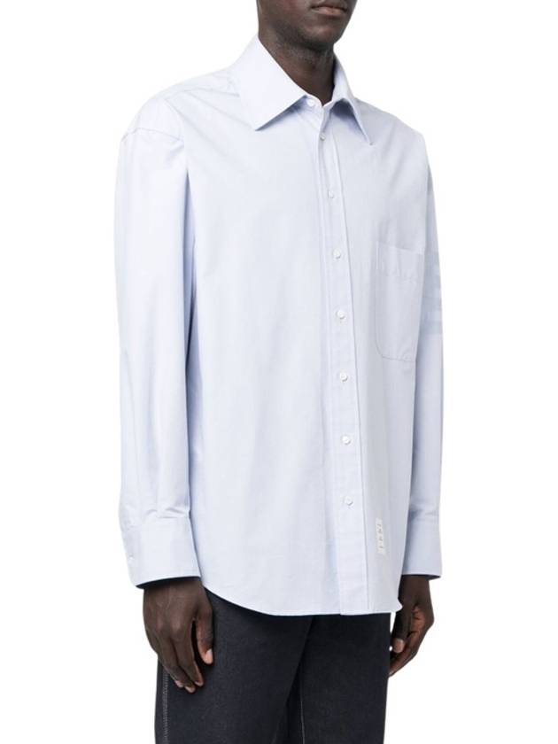 Striped Detail Long Sleeved Shirt Light Blue - THOM BROWNE - BALAAN 3