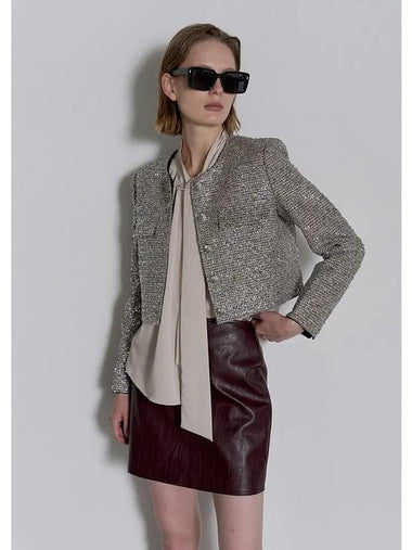 Metallic cropped tweed jacket - EGOEDIT - BALAAN 1