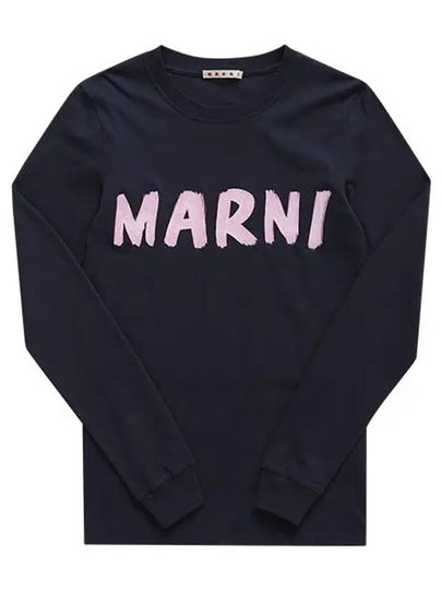 Logo Long Sleeve T-Shirt Navy - MARNI - BALAAN 2