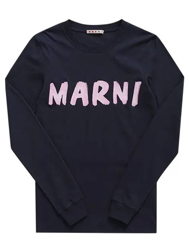 Logo Long Sleeve T-Shirt Navy - MARNI - BALAAN 3