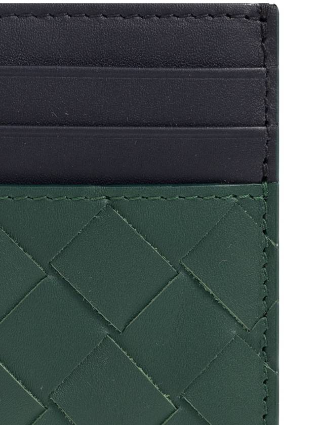 Intrecciato Two-Tone Card Wallet Black Green - BOTTEGA VENETA - BALAAN 5