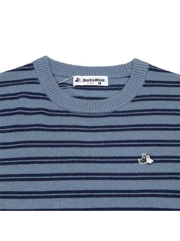 Men s Striped Round Neck Sweater 2404GXKW NAVY - BLACK&WHITE - BALAAN 3