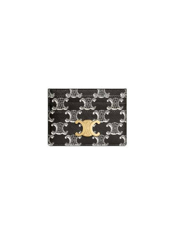 Triomphe Canvas Two-Tone Card Wallet Black - CELINE - BALAAN 1