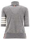 Fine Merino 4 Bar Relaxed Short Sleeve Turtleneck Grey - THOM BROWNE - BALAAN 3