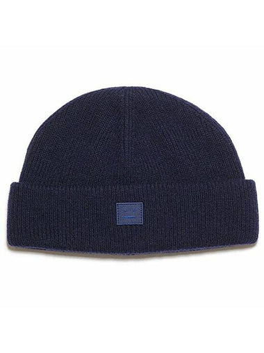 Face Logo Knit Beanie Navy - ACNE STUDIOS - BALAAN 1