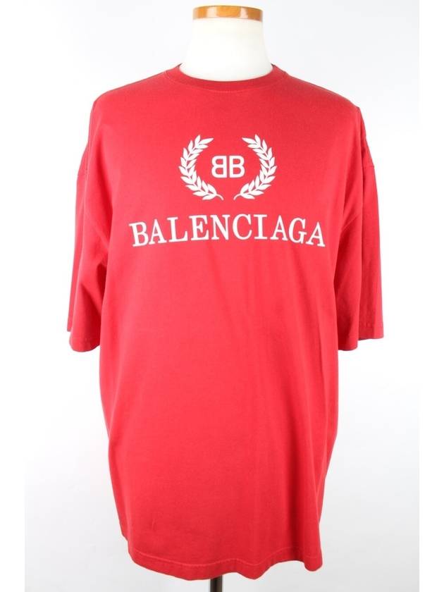 BB Laurel Logo Short Sleeve T Shirt Red M - BALENCIAGA - BALAAN 1