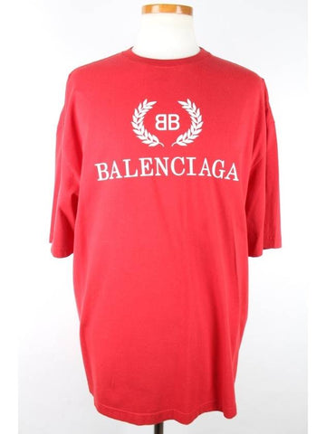 BB Laurel Logo Short Sleeve T Shirt Red M - BALENCIAGA - BALAAN 1