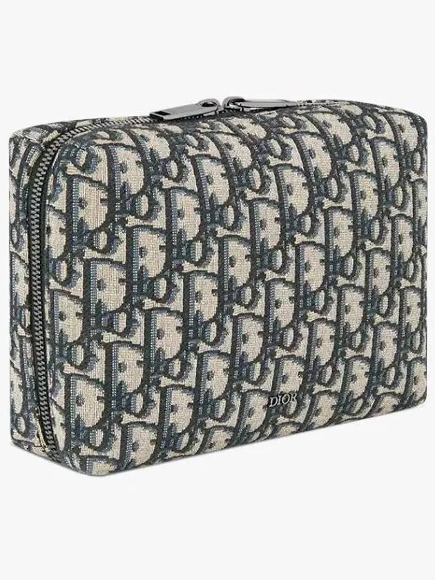 Oblique Jacquard Travel Clutch Bag Black Beige - DIOR - BALAAN 3