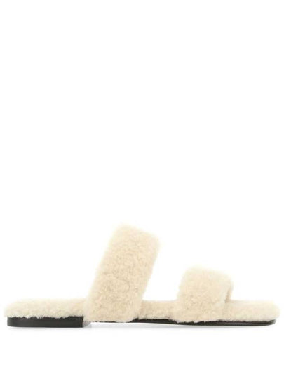 Shearling Sandal Slippers White - SAINT LAURENT - BALAAN 2