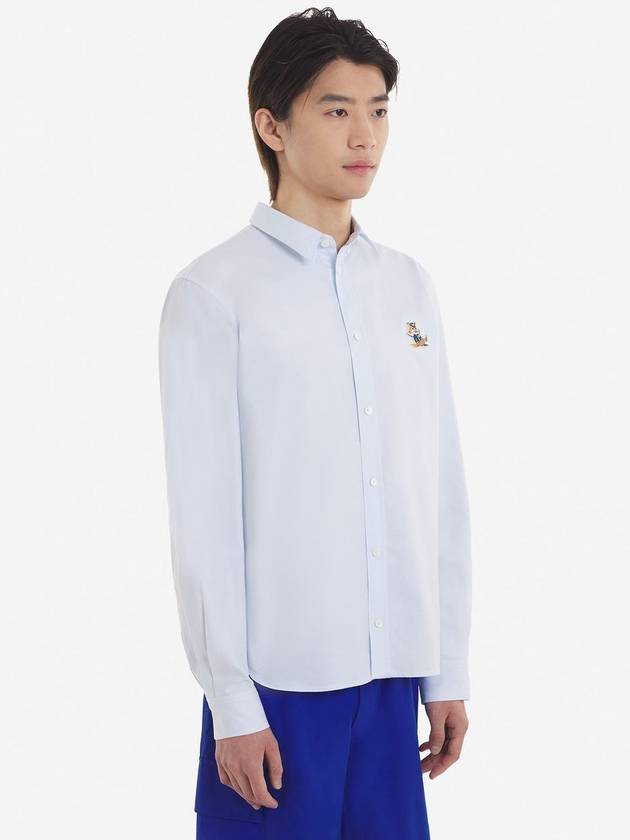 Dressed Fox Patch Relaxed Long Sleeve Shirt Light Blue - MAISON KITSUNE - BALAAN 5