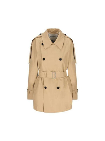 Short Gabardine Trench Coat Beige - BURBERRY - BALAAN 1