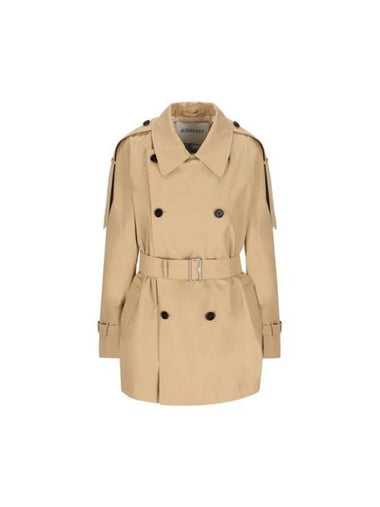 Short Gabardine Trench Coat Beige - BURBERRY - BALAAN 1