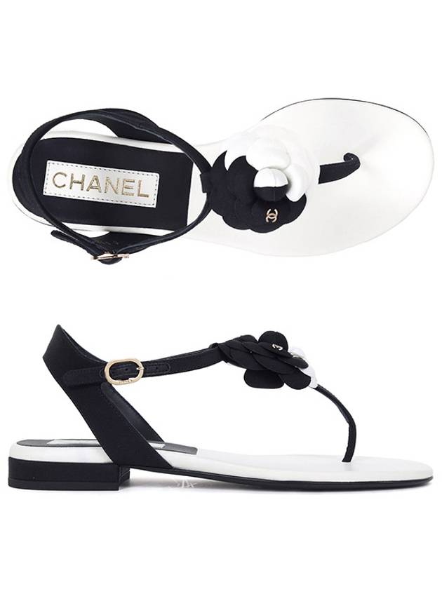 White Black Camellia Flip Flop Sandals G39057 00057 - CHANEL - BALAAN 1