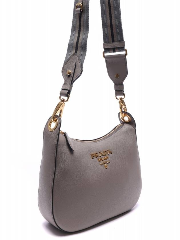 Vitello Pheonix Small Hobo Shoulder Bag Grey - PRADA - BALAAN 4