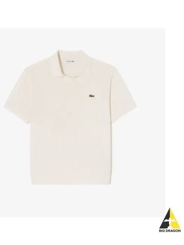 Men s open collar solid polo cream - LACOSTE - BALAAN 1