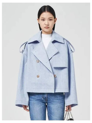 Crop Trench Coat Sky Blue Domestic Product GM0023120627388 - JUUN.J - BALAAN 1