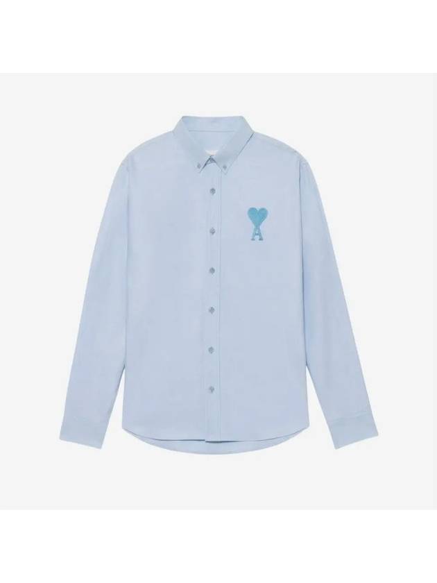 Stitch Army De Coeur Oversized Oxford Long Sleeve Shirt Sky Blue - AMI - BALAAN 3