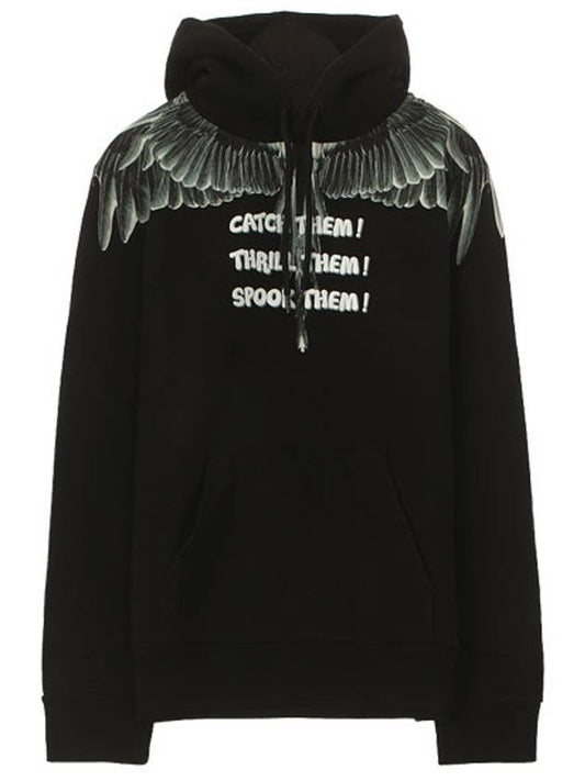 Catch Them Wing Printed Hoodie Black - MARCELO BURLON - BALAAN 2