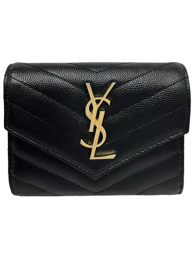 Women s 403943 Monogram Black Compact Gold Ring Wallet - SAINT LAURENT - BALAAN 1