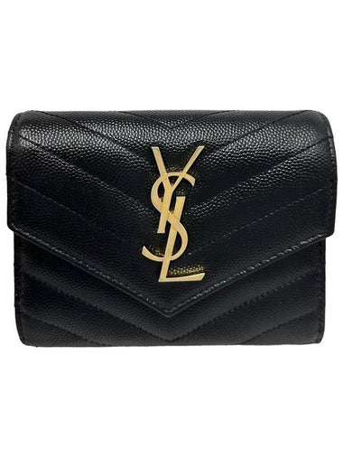 Women s 403943 Monogram Black Compact Gold Ring Wallet - SAINT LAURENT - BALAAN 1