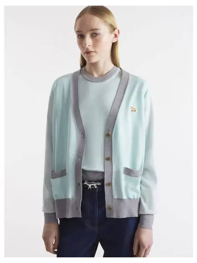 Women s Fox Patch Color Scheme Spring Fall Cardigan Pepp Mint Domestic Product GM0024080934186 - MAISON KITSUNE - BALAAN 1