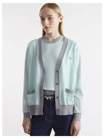 Women s Fox Patch Color Scheme Spring Fall Cardigan Pepp Mint Domestic Product GM0024080934186 - MAISON KITSUNE - BALAAN 1