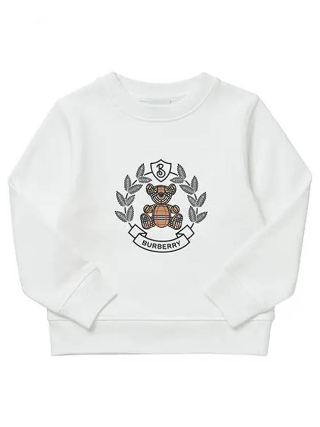 Kids Crest Bear Print Sweatshirt White - BURBERRY - BALAAN 3