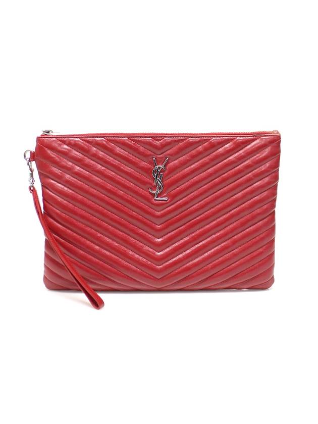 Women s Saint Laurent 559193 Red Matelasse Quilted Monogram Tablet Pouch Clutch gt Gangbuk used luxury goods - SAINT LAURENT - BALAAN 2