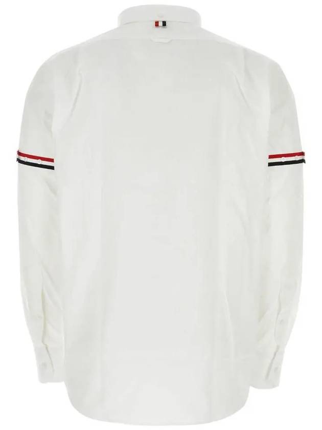 Armband Detail Seersucker Long Sleeve Shirt White - THOM BROWNE - BALAAN 4