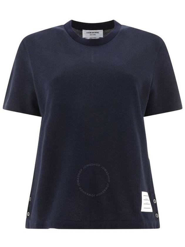 Center Back Stripe Classic Cotton Pique Relaxed Fit Short Sleeve T-Shirt Navy - THOM BROWNE - BALAAN 2