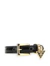 Saffiano Triangular Logo Buckle Leather Bracelet Black - PRADA - BALAAN 1