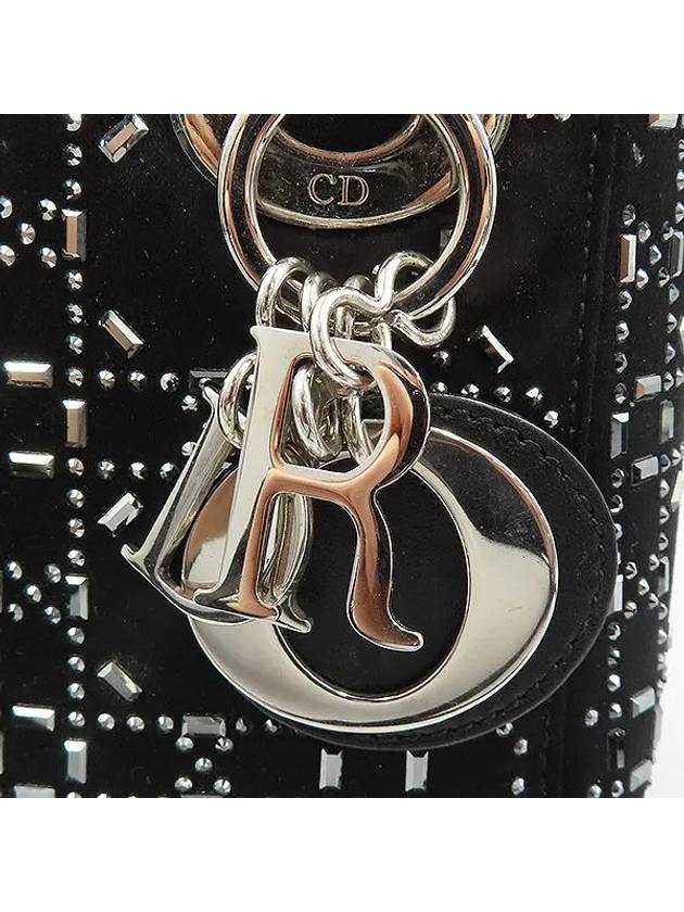 M0500PRTC M911 Black Rhinestone Cannage Satin Lady Dior Mini Tote Bag Cross Strap 2WAY - DIOR - BALAAN 5