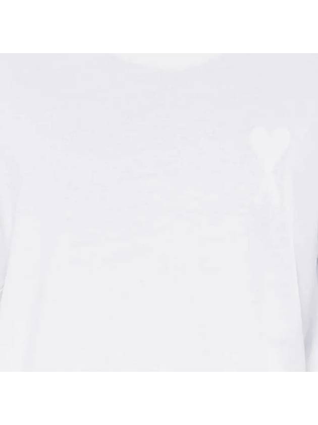 Tone On Tone Heart Logo Short Sleeve T-Shirt White - AMI - BALAAN 5