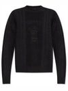 Embroidered Logo Cable Knit Top Black - VERSACE - BALAAN 2