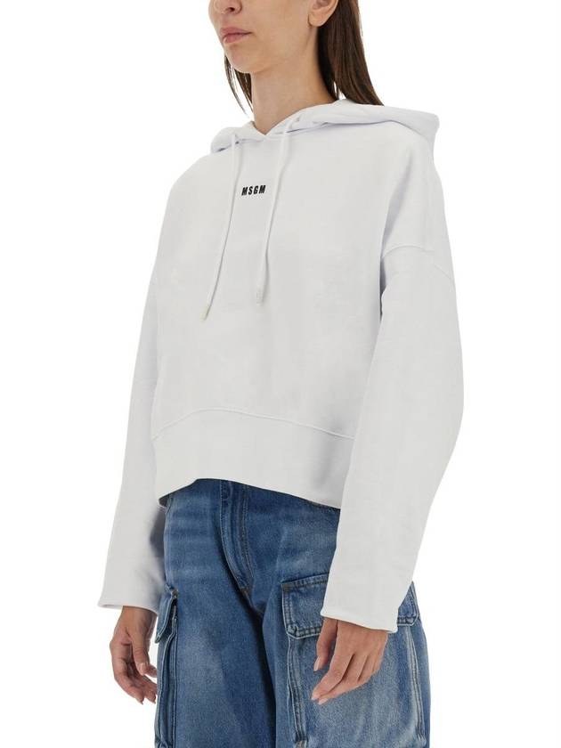 Micro Logo Print Cotton Hoodie White - MSGM - BALAAN 5