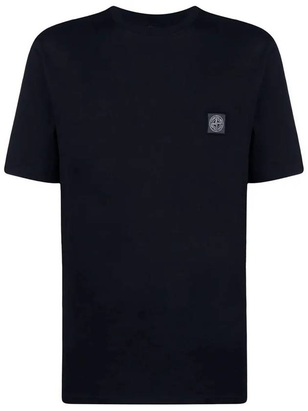 Pisato Effect Logo Patch Short Sleeve T-Shirt Navy - STONE ISLAND - BALAAN 3