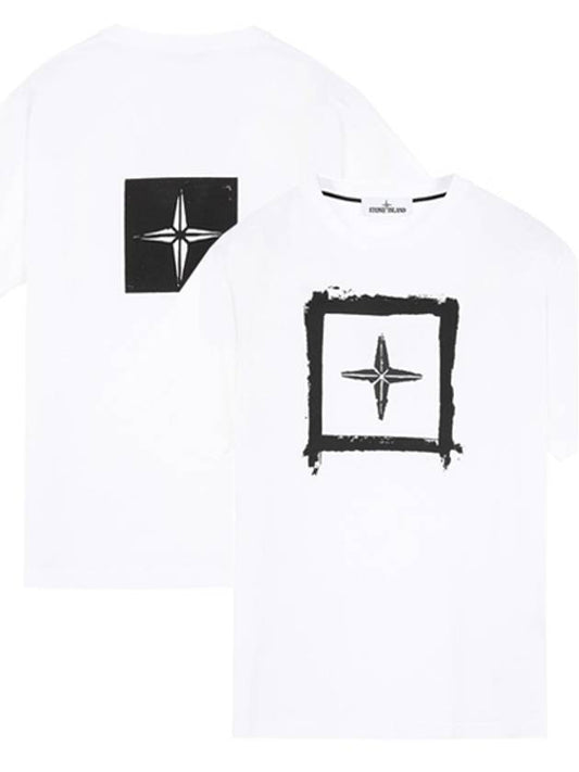 Stencil Two Logo Short Sleeve T-Shirt White - STONE ISLAND - BALAAN.