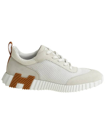 Men s Bouncing Sneakers White Mesh H Brown Black Heel - HERMES - BALAAN 1