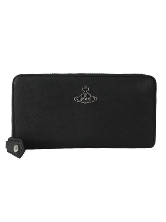 ORB Saffiano Biogreen Zipper Long Wallet Black - VIVIENNE WESTWOOD - BALAAN 1