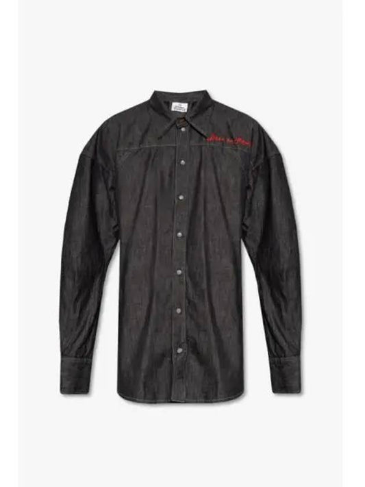 Football Denim Cotton Long Sleeve Shirt Black - VIVIENNE WESTWOOD - BALAAN 2