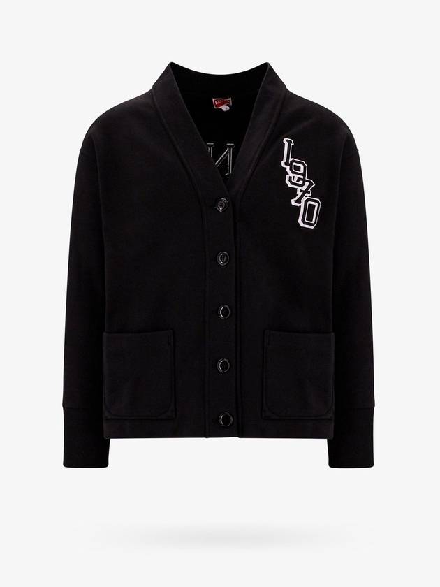 Logo Patch Varsity Jungle Tiger Embroidered Cotton Cardigan Black - KENZO - BALAAN 1