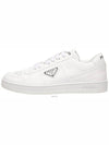 Men's Downtown Triangle Logo Leather Low Top Sneakers White - PRADA - BALAAN 5