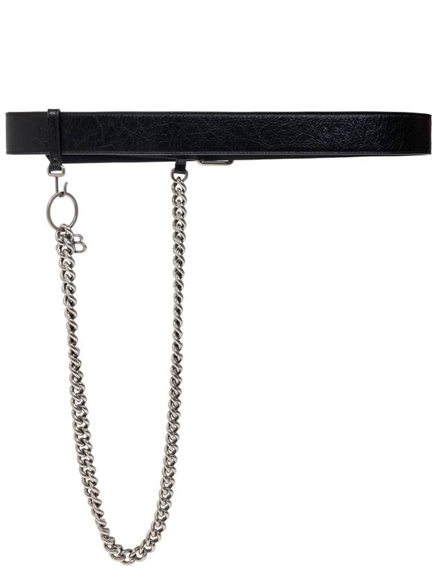 Balenciaga Leather Belt With Chain, Men's, Black - BALENCIAGA - BALAAN 3