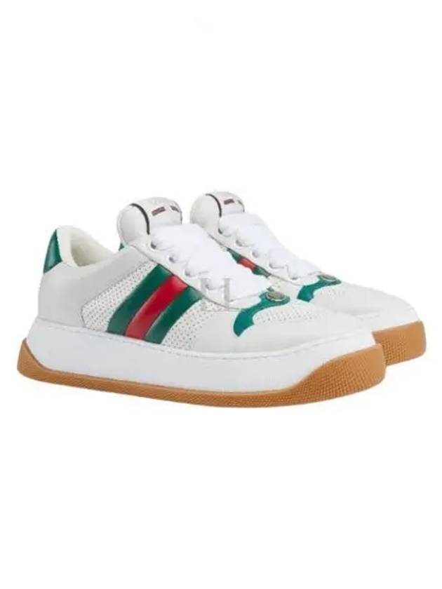 Screener Web Leather Low Top Sneakers White - GUCCI - BALAAN 2