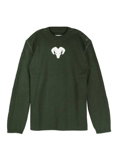 Men's Button Wool Knit Top Dark Green - MAISON MARGIELA - BALAAN 1