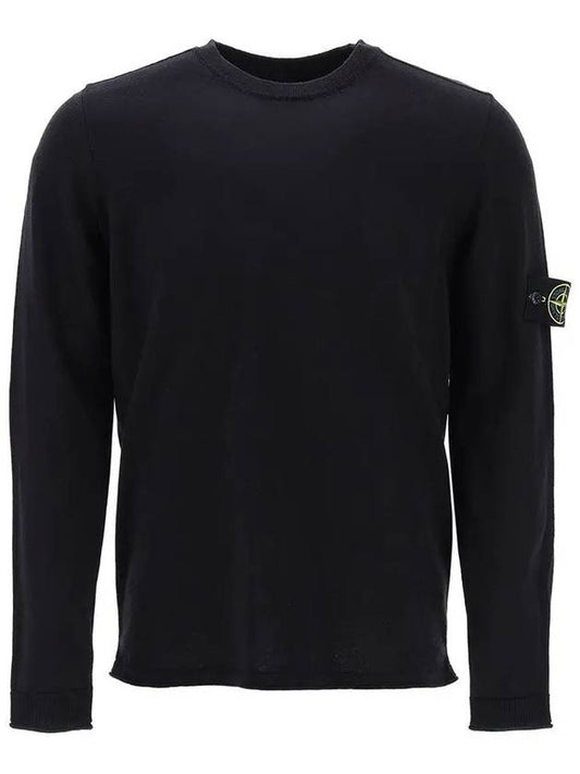 Raw Hand Cotton Crewneck Knit Top Navy - STONE ISLAND - BALAAN 2