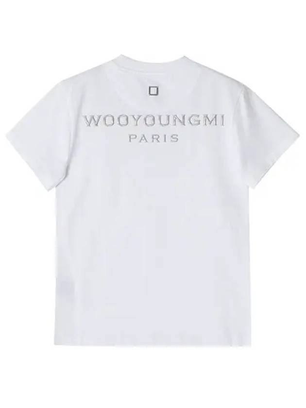 Women's Embossed Back Logo Cotton Short Sleeve T-Shirt White - WOOYOUNGMI - BALAAN 2