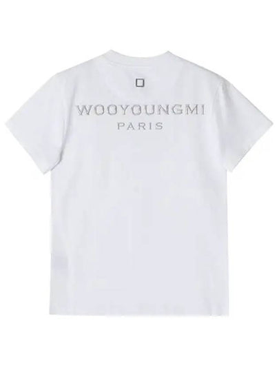 Women's Embossed Back Logo Cotton Short Sleeve T-Shirt White - WOOYOUNGMI - BALAAN 2