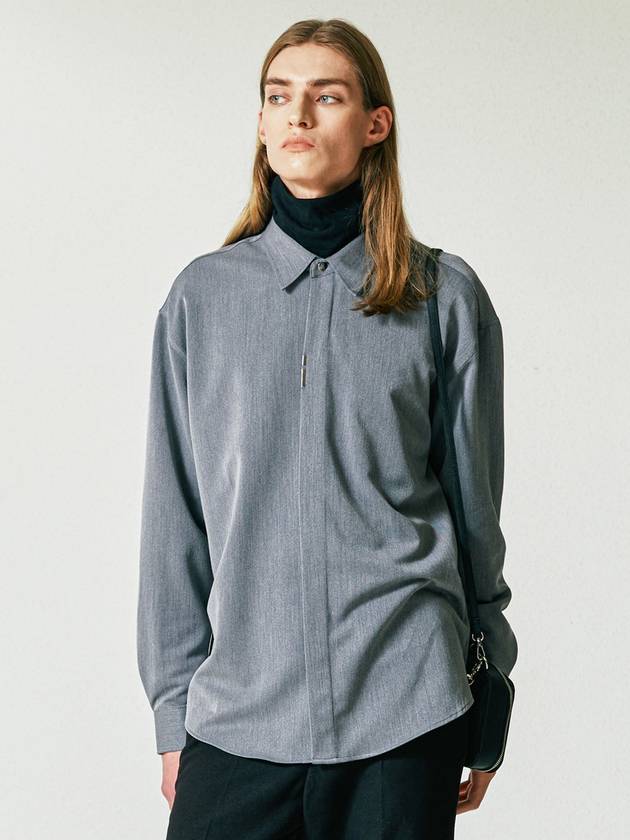 Vertical Tip Basic Relaxed Fit Long Sleeve Shirt Grey - S SY - BALAAN 6