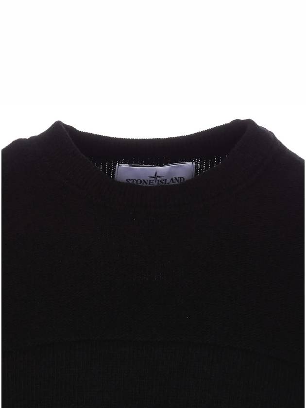 Crew Neck Wool Knit Top Black - STONE ISLAND - BALAAN 5